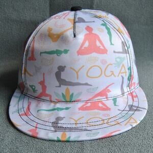 Yoga Print White, Pink, Green, & Yellow Snapback Hat